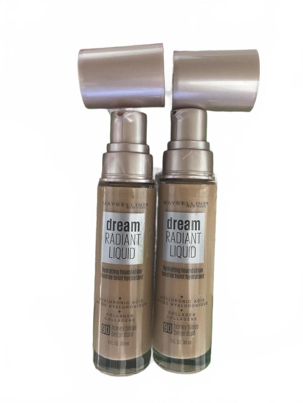 2~Maybelline 90 HONEY BEIGE Dream Radiant Liq Hydrating Foundation New HTF DISC